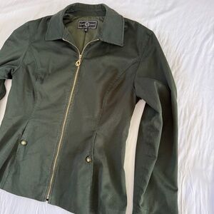 St. John Sport by Marie Gray - Forest Green Cotton Blend Jacket - Womens Petite